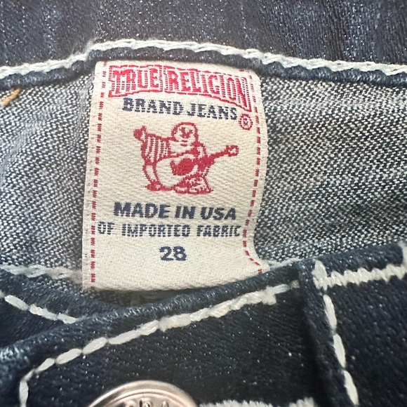 TRUE RELIGION JOEY Big T TWISTED Low Rise Flare Jeans Dark Wash, size 28 x 32 - Picture 4 of 6